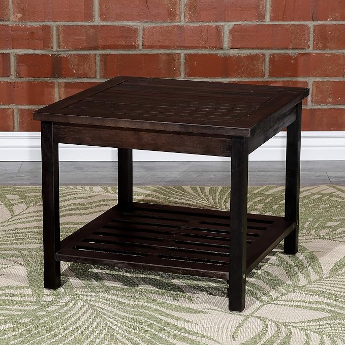 DTY Outdoor Living Longs Peak Eucalyptus Two Shelf Side Table - Espresso