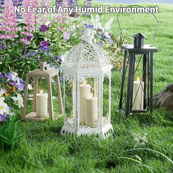 Flameless Battery Operated Candles with Remote: Set of 12 2.2''×4'' 5'' 6'' 7'' Outdoor Waterproof LED Pillar Candles with Timer Flicking Plastic for Home Decor Fireplace Wedding Tub Patio Ivory