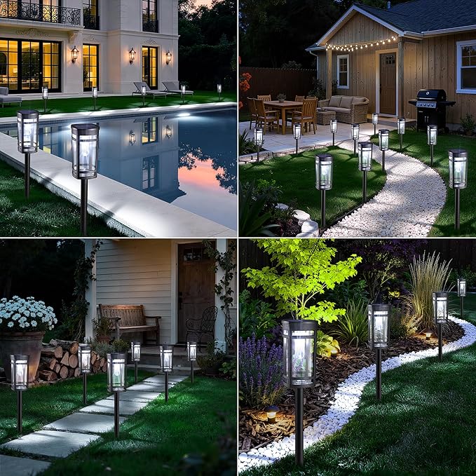 Jyoiat 6 Pack Outdoor Solar Pathway Lights - Solar Landscape Lights Outdoor Walkway Solar Garden Lights for Lawn, Path, Yard Decor (Cool White)