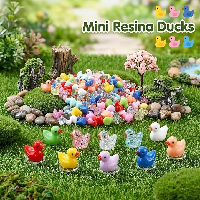85 Pcs Mini Ducks Tiny Resin Ducks Glitter Little Animals Figurines Bulk for Micro Landscape Aquarium Ornaments Kit Dollhouse Decor Crafts Garden Accessories