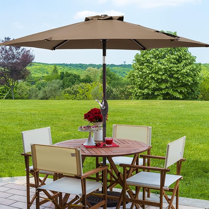 7.5ft Outdoor Umbrella Patio Umbrella,2-Year-Non-Fading,Table Market Patio Umbrella with Push Button Tilt and Crank,for Pool, Deck, Garden,Backyard