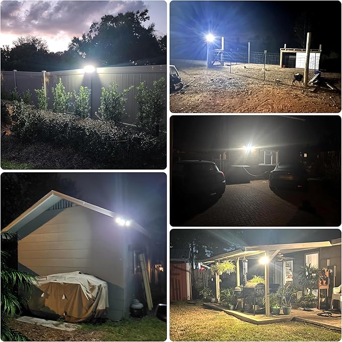 intelamp Solar Flood Lights Outdoor Waterproof, 6000mAh 1200LM Solar Powered Dual Motion Sensor LED Lighting Dusk to Dawn Security Floodlight Exterior with Remote for Outside Garden House Patio