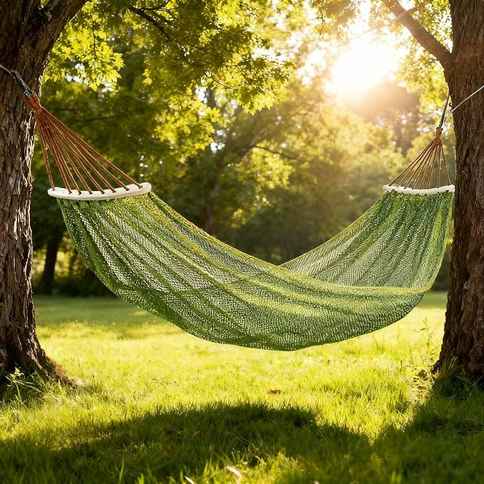 Hammock Chair Swing, Single Outdoor Hammock Swing, Lightweight Ice Mesh Cradle Chair Portable Indoor and Outdoor Hanging Chair Swing (Green)