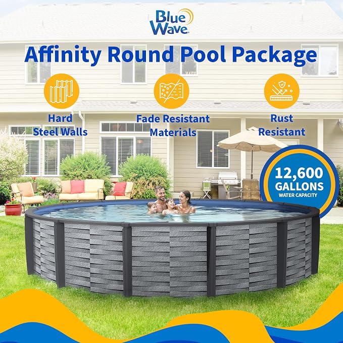 Affinity 24-ft Round 52-in Deep 7-in Top Rail Resin Swimming Pool Package