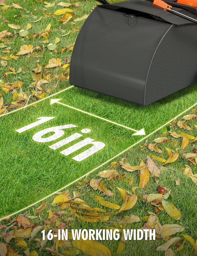 16” Artificial Turf Vacuum,1800w Grass Sweeper 15 Amp Lawn Sweeper Yard Power Brush with 55L Removable Leaf Collection Bag, Quick-Fold, Keeps Clear Sweepy Box, Hesperidium