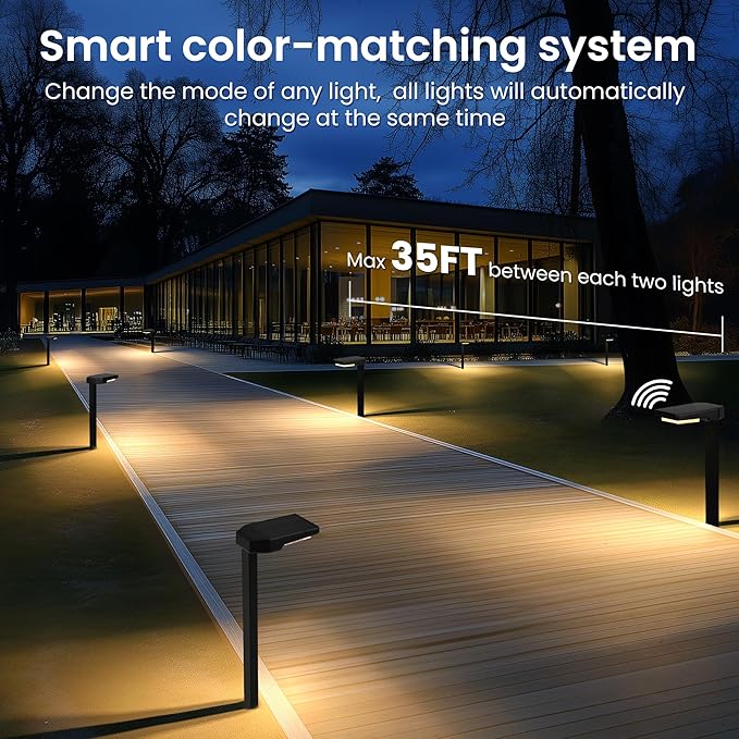 AUDERWIN 6 Pack Color Changing & Sync Smart Solar Pathway Lights, Solar Lights Outdoor Waterproof, 9 Modes (Warm White/Cool White/RGB) Landscape Lighting for Driveway, Walkway, Garden, Yard, Patio