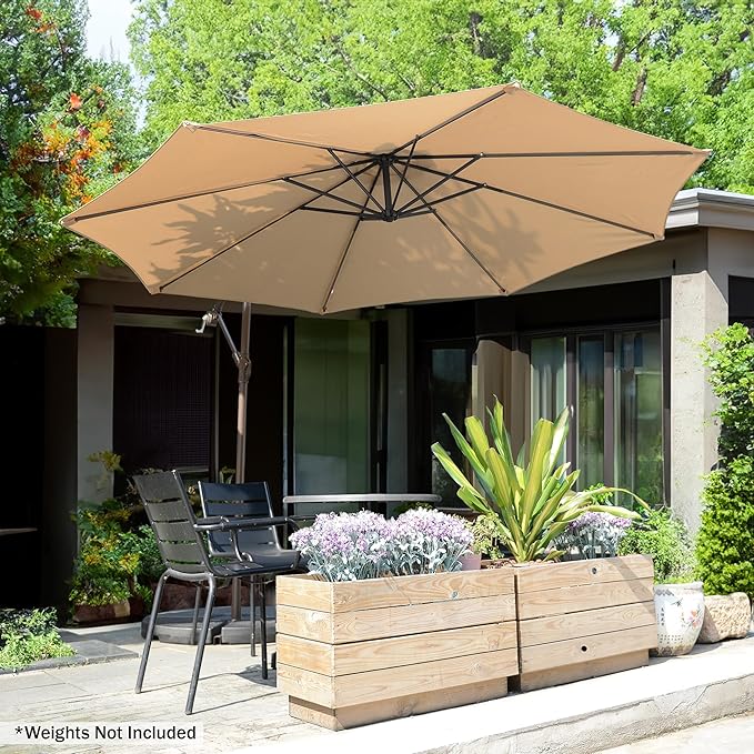 10 Ft Offset Cantilever Patio Umbrella - Fade-Resistant Shade Umbrella Outdoor Patio Canopy with Cross Base for Garden, Lawn, Deck, Yard or Pool by Pure Garden
