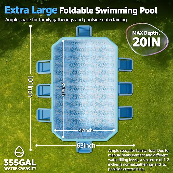 101" Foldable Pool for Kids & Adults,Indigo | Non-Inflatable, Metal Frame, Thick PVC Collapsible, Swimming Pool for Kids Family Dogs,Outdoor Summer