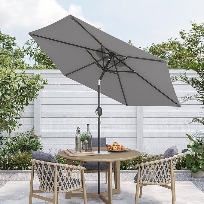 7.5ft Outdoor Umbrella Patio Umbrella,2-Year-Non-Fading,Table Market Patio Umbrella with Push Button Tilt and Crank,for Pool, Deck, Garden,Backyard