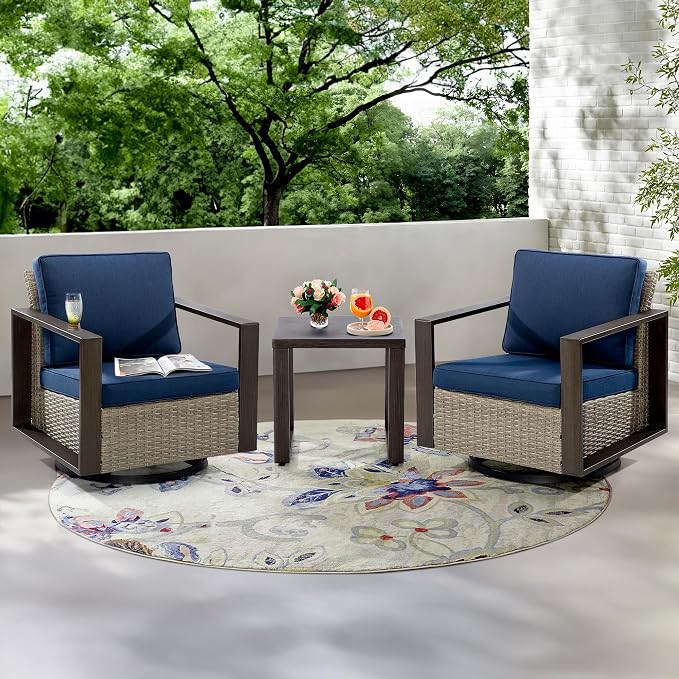 Joyside Outdoor Metal Side Table - 20"x 20" Small Square Coffee Table Patio Bistro Set Table Ideal Match for Patio Furniture, Wood-Looking Brown