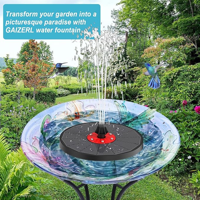 Solar Bird Bath Fountain,Upgrade 3.5W Glass Panel Solar Fountain with 2200mAh Backup Battery, White LED Lights, 8 Spray Modes, 4 Fixed Rods for Garden, Pond, Pool,Patio Outdoor Water Feature
