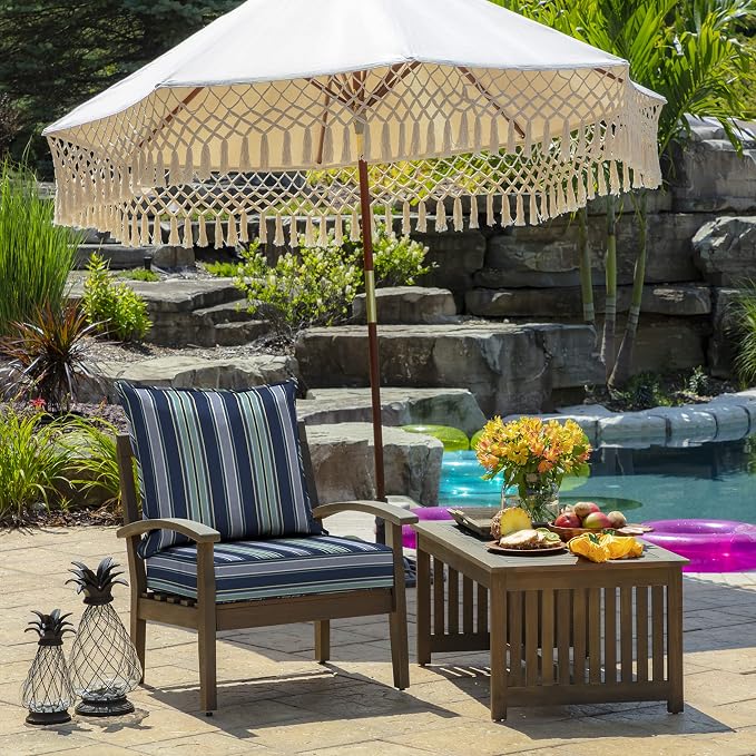 Arden Outdoor Deep Seat Cushion Set, Foam, 4-Pack, 24x24, Blue Stripe | Sofa, Couch, Conversation Set, Premium High-Density Foam, Never Flattens, Mold and Mildew Resistant