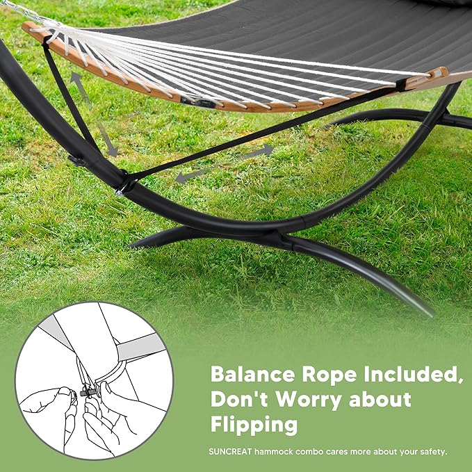 SUNCREAT Hammocks Standing Patio Hammock, Portable Hammock with Stand Foldable, Patent Pending, Dark Gray