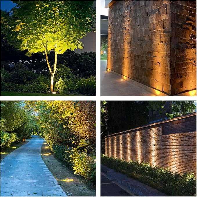 JESLED Outdoor Landscape Lights, Low Voltage In Ground Well Lights, 6 Pack | 3000K Warm White, 6W LED, 12V/24V, IP67 Waterproof, 5-Ton Pressure Resistant & 90° Beam for Driveway Decks Step Garden