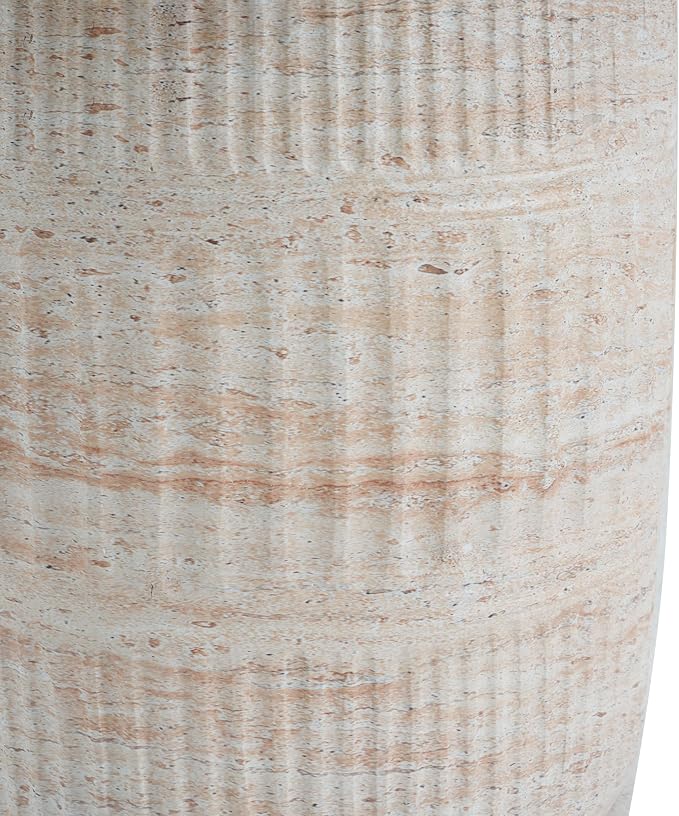 Outdoor Side Table 15" Cylindrical Shape Concrete Side Table, Patio Tables for Outside Decorative Garden Stools, No Assembly Accent Table for Patio Porch Living Room, Beige