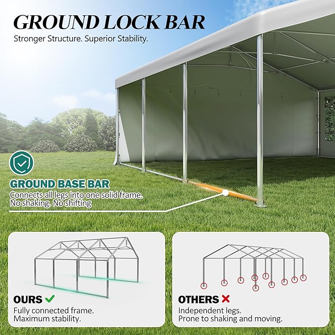 GARTOO 20' x 20' Heavy Duty Party Tent - Outdoor Wedding Gazebo Event Shelter Canopy with Removable Sidewall & 4 Sand Bags for Outdoor Event, Wedding, Birthday Party