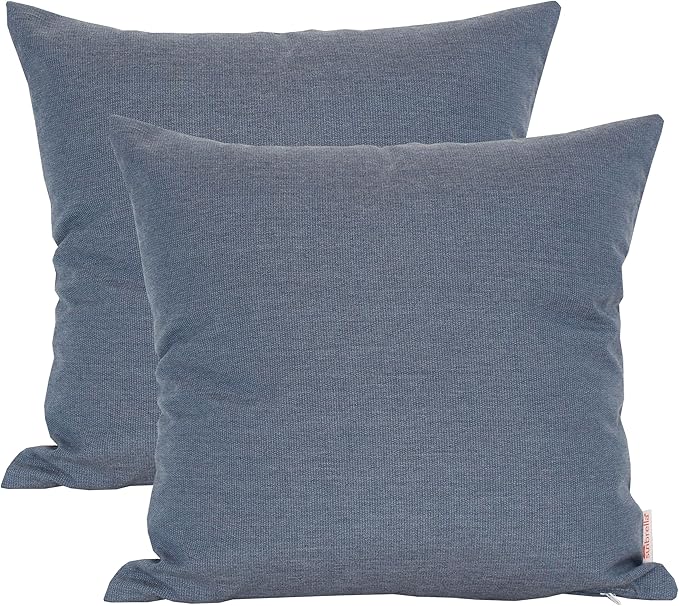 Outdoor/Indoor Sunbrella Throw Pillows Square Set of 2 Pieces 16 inch x 16 inch Spectrum Denim - Cover Only, Insert Not Included