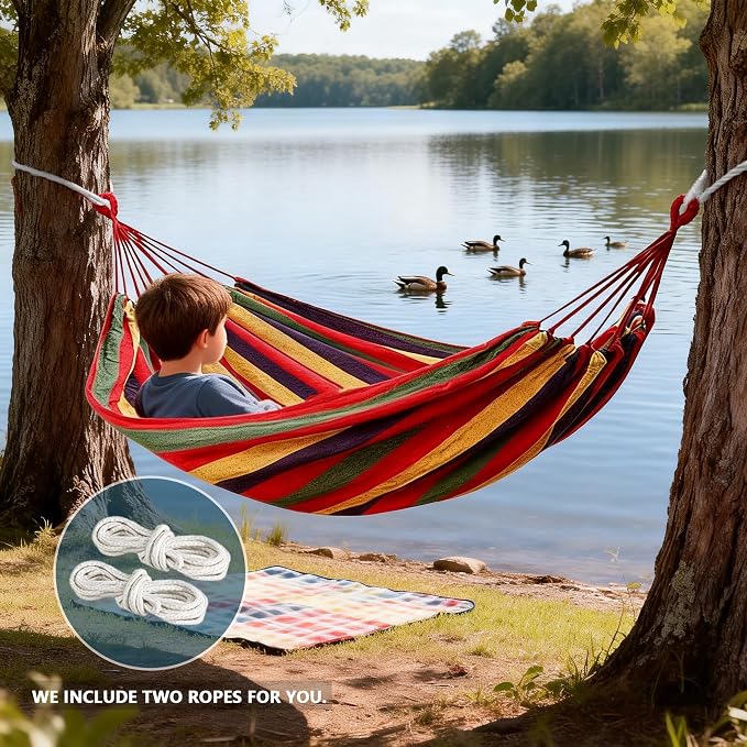 Outdoor Amacas Garden Camping Hammocks Portable for Patio Yard Porch Travel | Hammock Nylon Hiking Beach Backpack Survival Travel- Up to 300lbs with Tree Straps