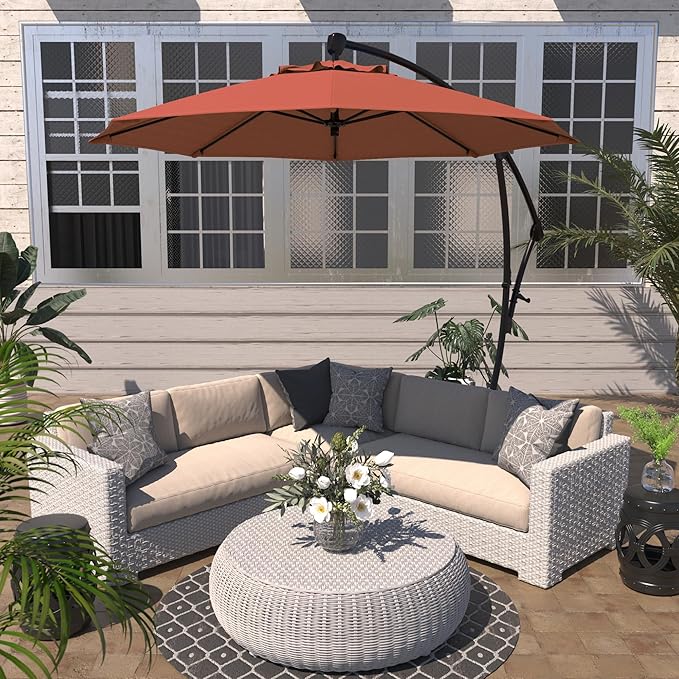 California Umbrella 9-Foot Offset Cantilever Patio Umbrella Infinite Tilt