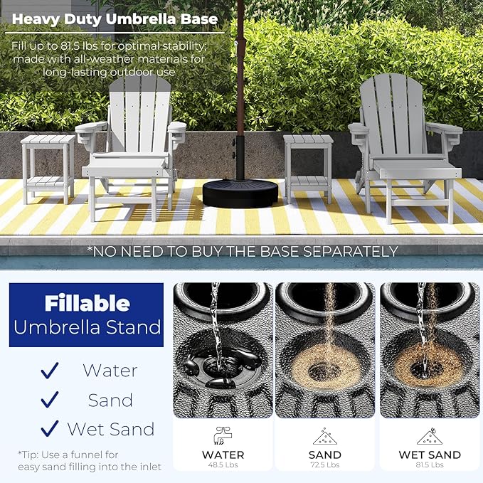 BRIOPAWS 9FT Patio Umbrella with Base Included | Outdoor Table Umbrellas | Push Button Tilt & Crank | 8 Sturdy Fiberglass Ribs | Waterproof | Heavy Duty for Garden Lawn DeckBackyard & Pool