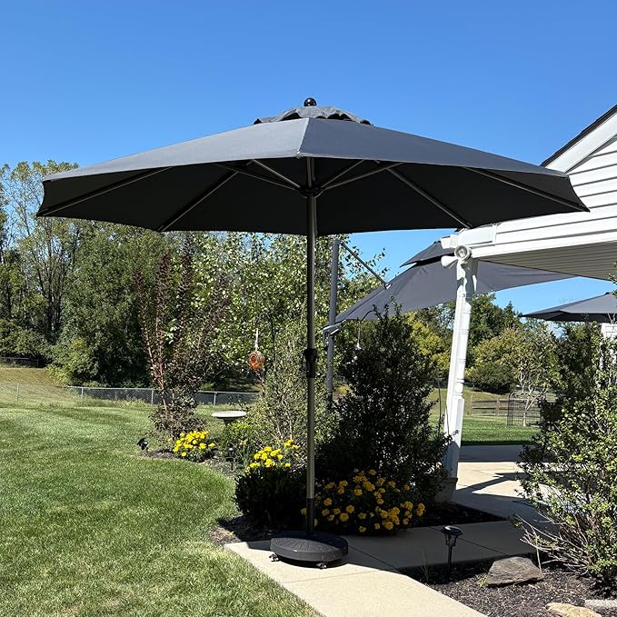 PURPLE LEAF 11' Round Patio Umbrella, Aluminum Outdoor Umbrella for 3 Year Fade Resistant, Sturdy Market Umbrella for Deck Garden, Patio, or Lawn