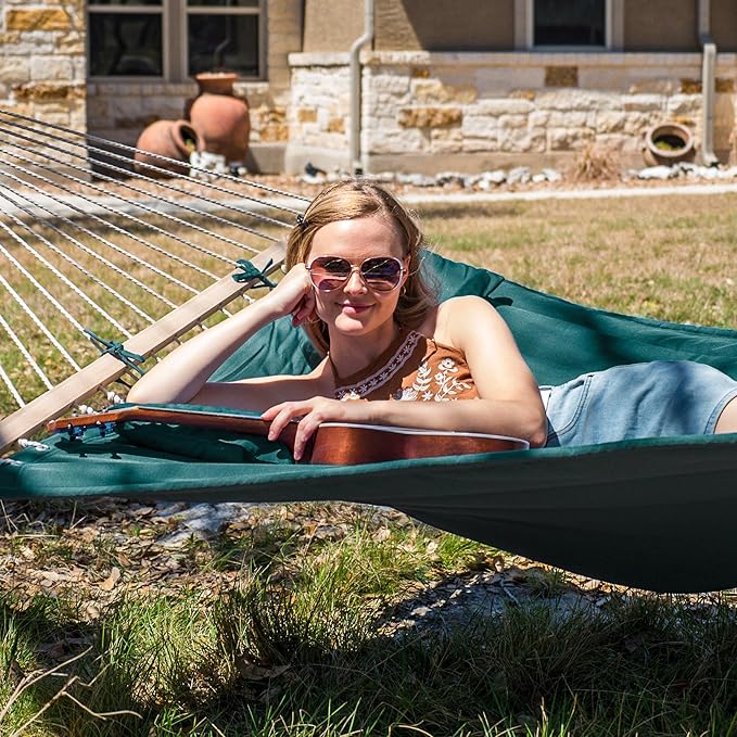 SUNCREAT Hammocks Replacement Hammock for Stand, 475 lbs Capacity, Two Person Backyard Hammock for Outside, Dark Green