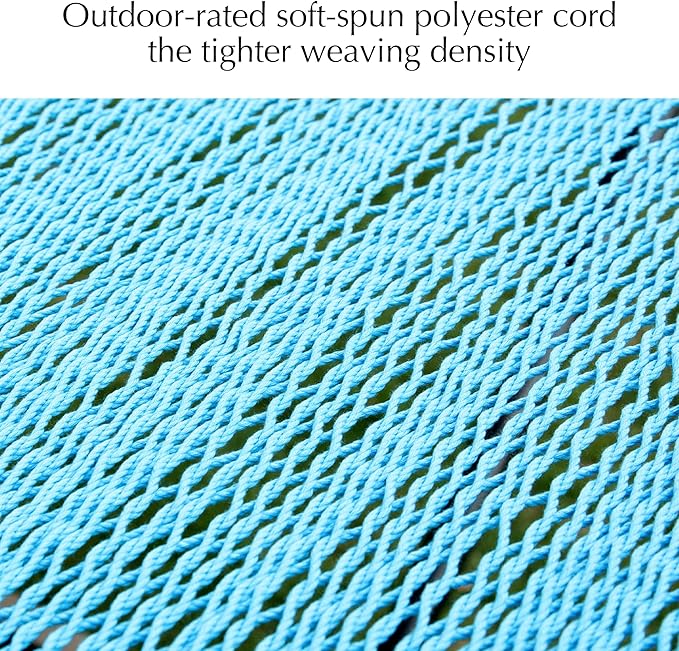 PNAEUT Double Rope Hammocks for Outside, Handwoven Double Caribbean Hammock with Spreader Bar for Outdoor Indoor, Max 600 lbs Capacity (Sky)