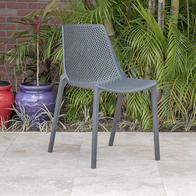 Urban Elements Melbourne 3-Piece Patio Furniture Set | Solid Wood | Backyard Furniture, Outside Table and Chairs, Round Outdoor Bistro Set, 3-Piece Grey