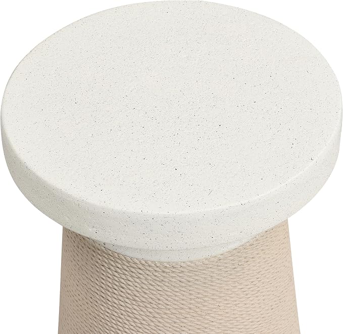 Christopher Knight Home 18.11" H Simulated Rattan and Stone MGO Side Table Sculptural Tapered End Table Indoor Outdoor Living Room Patio Balcony Decor Accent Table, Natural Wood