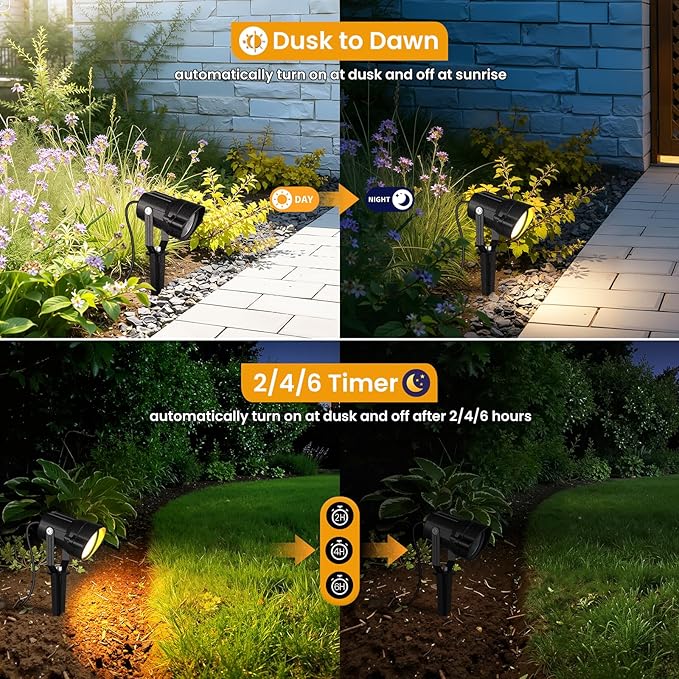 6W Landscape Lighting Kit, Low Voltage Landscape Lights with Transformer 100FT UL-Listed Wire & Connectors, 3000K Waterproof Outdoor Spot Lights for Yard House Tree 12V-24V 12Pack