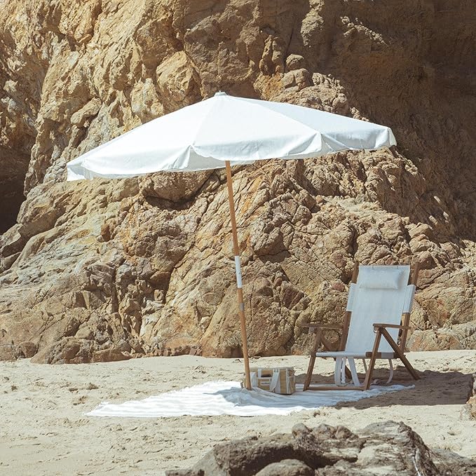Business & Pleasure Co. Amalfi Umbrella - 7.2' Boho Beach Umbrella - Sturdy Yet Lightweight - UPF 50+ UV-Resistant Canvas