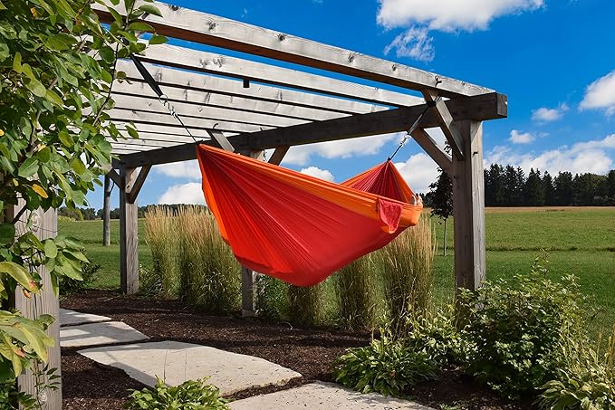 Vivere Double Parachute Camping Hammock, Includes Stuff-Sack (Punch/Peach)