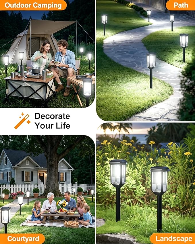 Tenmiro Solar Pathway Lights Outdoor 4 Pack LED Solar Powered Garden Lights Waterproof IP65 Outdoor Light for Yard Lawn Patio Path Walkway Driveway Decor 6500K