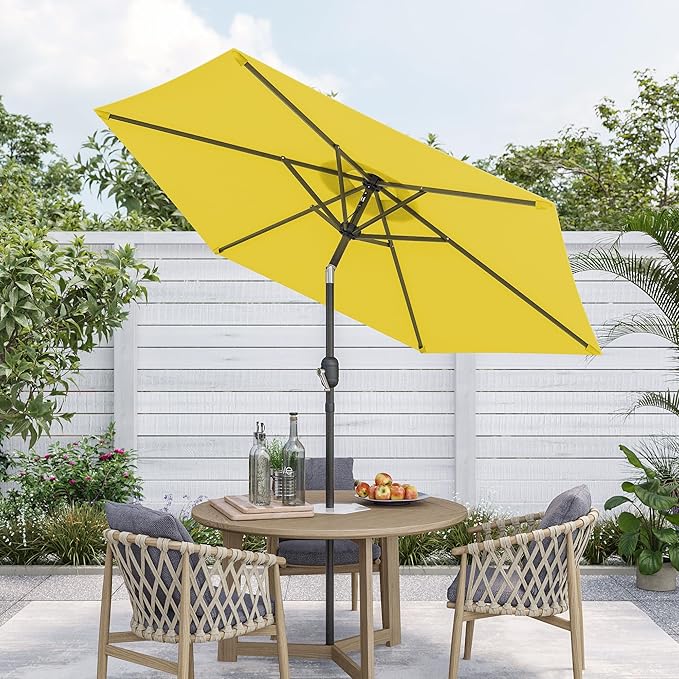 7.5ft Outdoor Umbrella Patio Umbrella,2-Year-Non-Fading,Table Market Patio Umbrella with Push Button Tilt and Crank,for Pool, Deck, Garden,Backyard