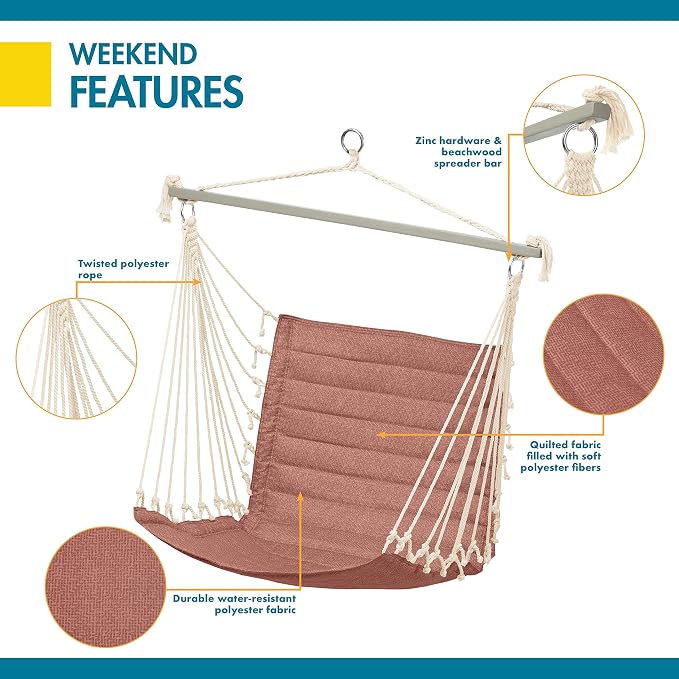 Duck Covers Weekend Quilted Hammock Chair, 27 x 49 x 39.5 Inch, Cedarwood