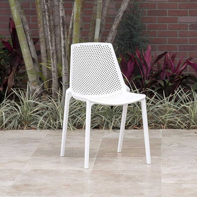 Urban Elements Melbourne 7-Piece Patio Furniture Set | Teak Finish 100% FSC Eucalyptus Wood | Backyard Furniture, Outside Table and Chairs, Round Outdoor Dining Set, White