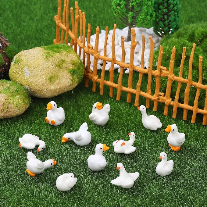 48Pcs Mini Resin Gooses Figurines 12 Styles Small Resin Geese | Garden Goose Accessories for Party Favors Bag Fillers Dollhouse Decor