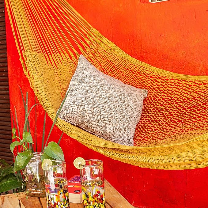 Novica Handmade Uxmal Ocher Cotton Rope Hammock (Single)