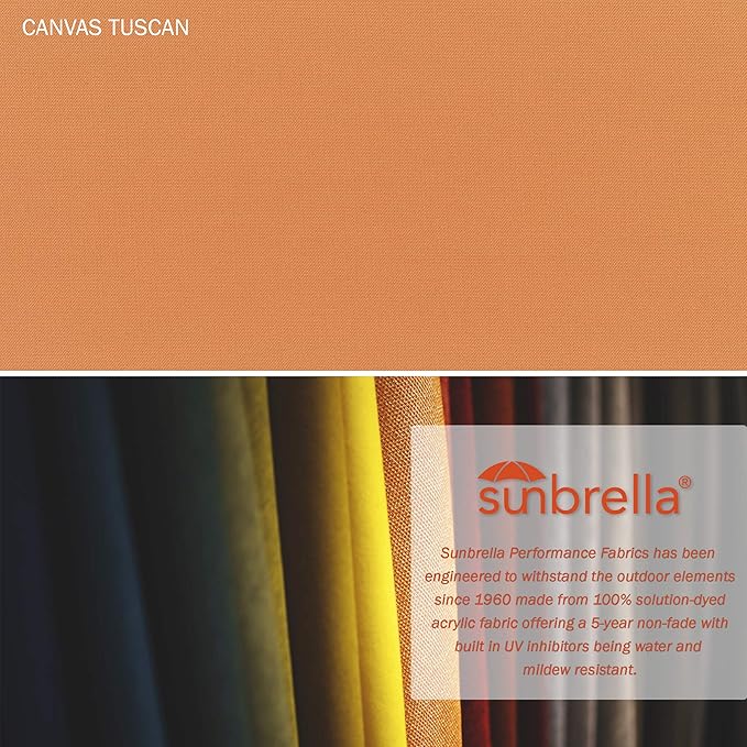 California Umbrella 9' Round Aluminum/Fiberglass Umbrella, Push Open, Bronze Pole, Sunbrella Tuscan Fabric