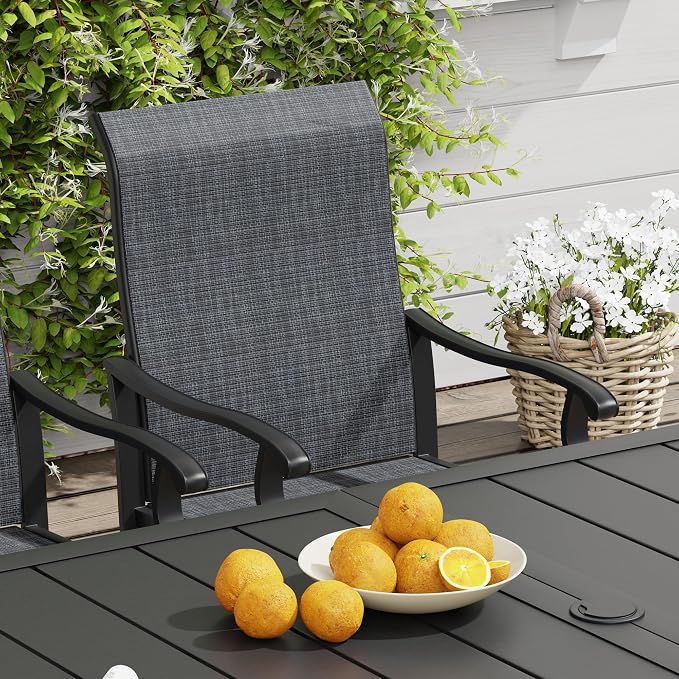 VICLLAX 3 Pieces Outdoor Dining Set, Patio Furniture Set of 2 Patio Swivel Dining Chairs and Small Dining Table with Storage Shelf, Dark Charcoal Chairs & Black Tabletop