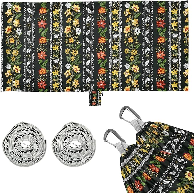 Camping Hammock Outdoor Hammocks for Outside Black Floral Beach Trees Portable Lightweight with Pockets Tree Straps Indoor