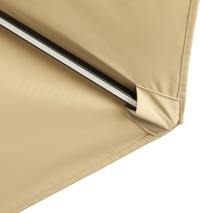 Island Umbrella Calypso 11 ft Octagon Patio Umbrella – With Crank Lift, Push-Button Tilt, Rust-Resistant Aluminum Pole, 8-Rib Frame, Solar LED Lights & Breez-Tex Weather-Resistant Canopy – Champagne