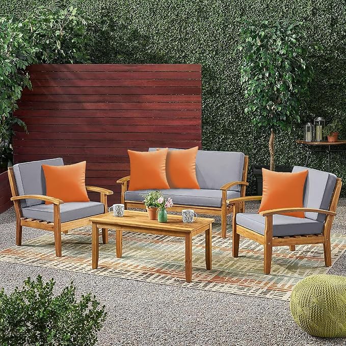 VAKADO Pumpkin Fall Waterproof Outdoor Throw Pillow Covers 26x26 Set of 2 | Fade Resistant, All-Weather Durability. Warm Harvest Hue For Porch, Patio & Garden. Machine Washable, Hidden Zipper.
