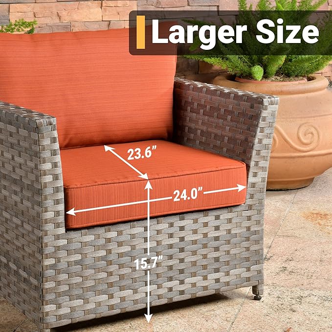 12 Pieces Outdoor Furniture Patio Sectional Sofa Couch Gray PE Wicker Conversation Sets with Ottomans Glass Coffee Table for Garden Poolside Backyard