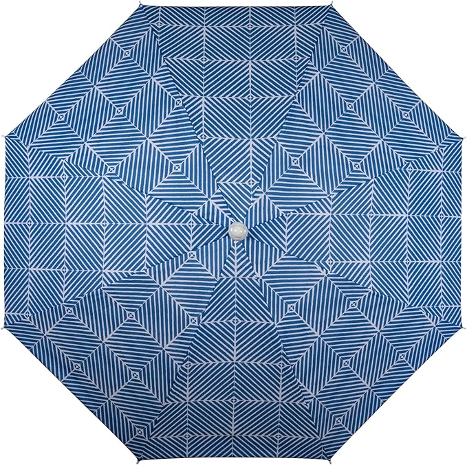 PICNIC TIME 5.5 Ft Portable Beach Umbrella, Lightweight UV Protection Sunshade with Tilt Pole & Carry Bag, Outdoor Canopy Umbrella for Beach, Sand, Pool, Patio, Camping, Travel, or Backyard Shade, (Blue Athens Pattern)