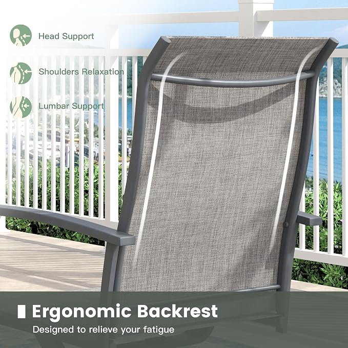 7 Pieces Outdoor Dining Set, 63" Rectangular Patio Table and Chairs Set with 2 Swivel Chairs & 4 Stationary Chairs for Deck Lawn Backyard, Grey & Grey