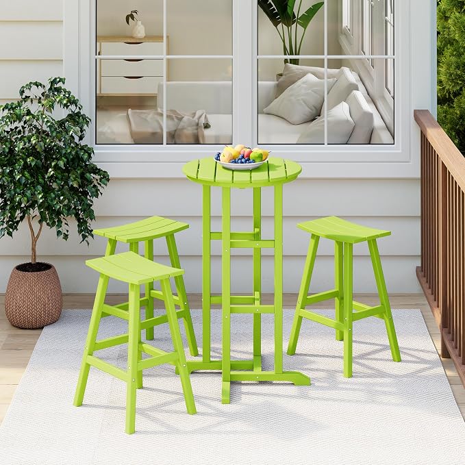 Costaelm Outdoor Bar Table, 42" Counter Height Round Patio Cocktail Bar Table, Patio Bar Table Bistro Dining Table Pub Table for Front Porch Deck, Backyard, Garden, Lime