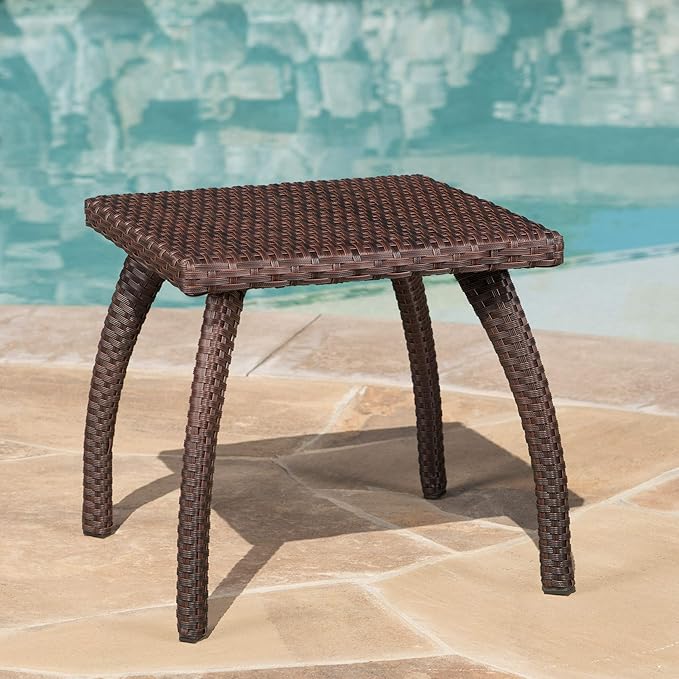 Christopher Knight Home Honolulu PE Club Chairs and Accent Table Set, 3-Pcs Set, Brown