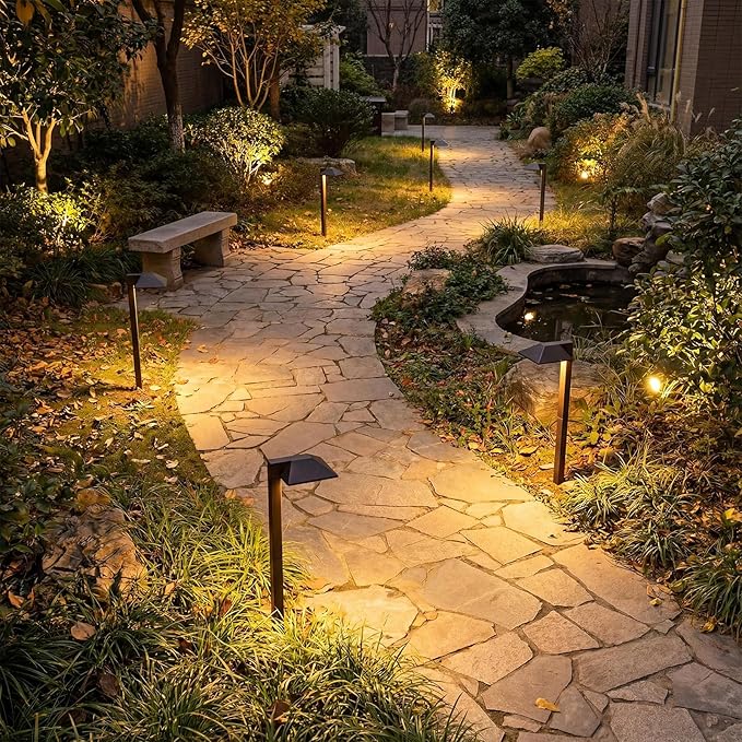 GOLDEN STAR Low Voltage Pathway Lights 1.2W Replaceable G4 LED 2PK Outdoor Landscape Lighting 40 Lumen Warm White Waterproof Garden Lights for Walkway Yard, Lawn Driveway with Easy Install Connectors