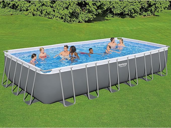 Bestway: Power Steel - Rectangular Swimming Pool Set - 24' x 12' x 52", Above Ground, Tritech Construction, Filter Pump, Ladder & Cover, 7937 Gal.